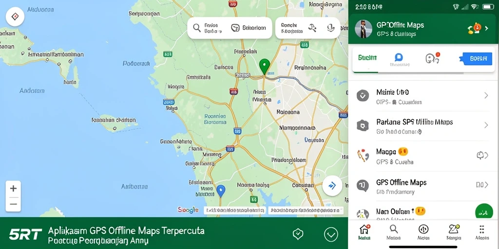 Tampilan antarmuka aplikasi 5RT yang memudahkan navigasi GPS Offline.
