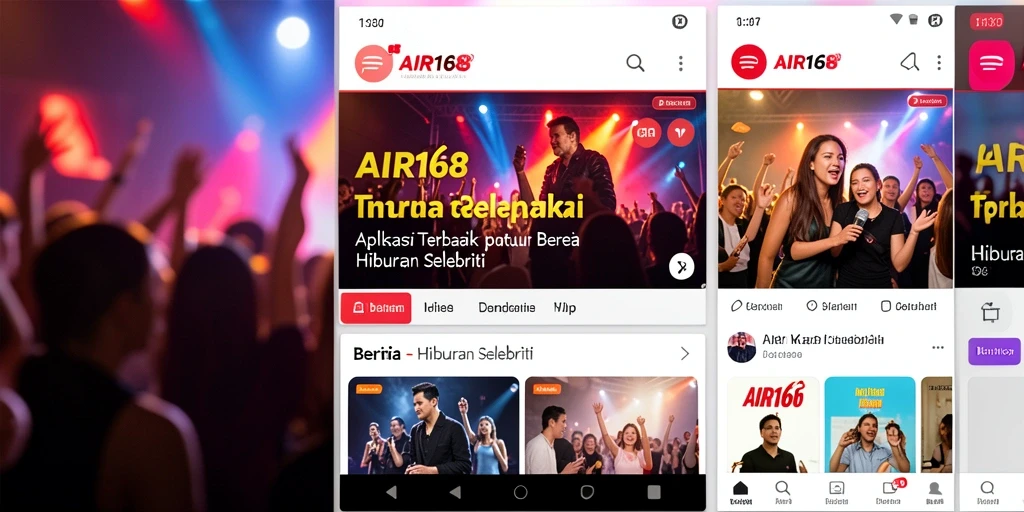 Antarmuka utama AIR168 yang menampilkan berita hiburan selebriti.