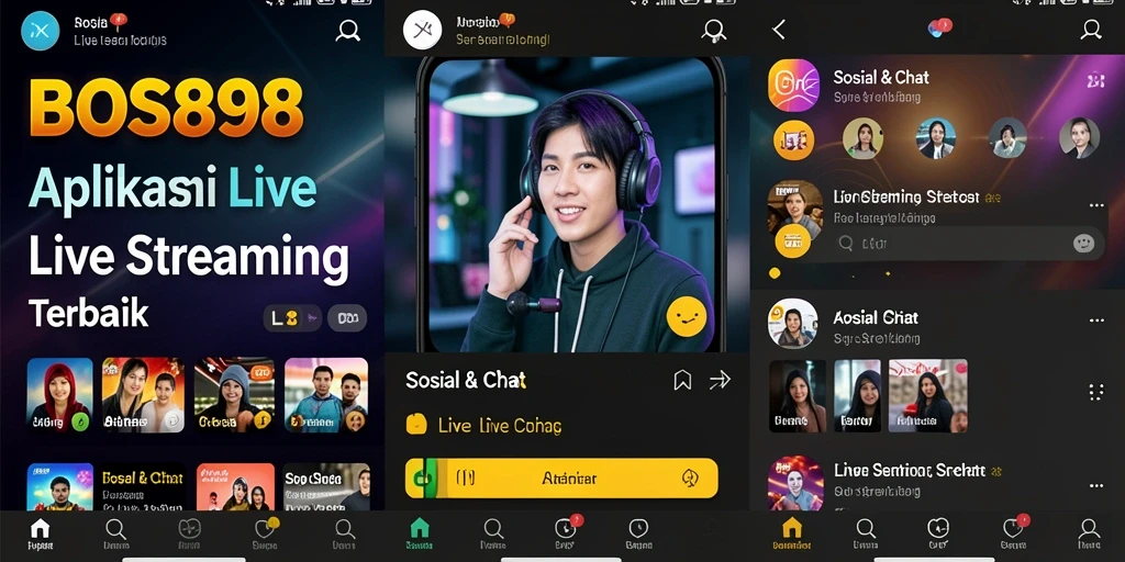 Tampilan antarmuka aplikasi BOS898 saat Live Streaming.