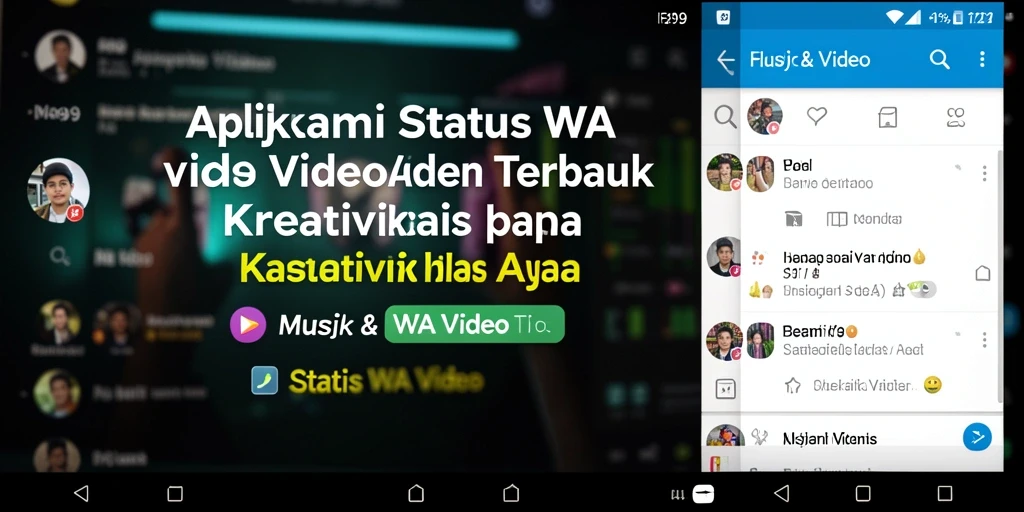 Screenshot utama FA99 menampilkan antarmuka pembuatan video status yang interaktif.
