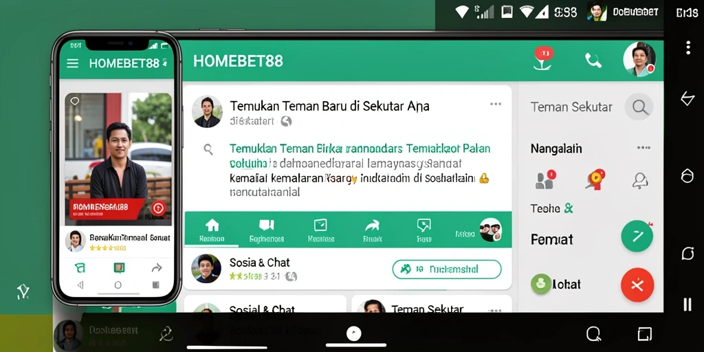 Antarmuka HOMEBET88 yang ramah pengguna dengan fitur Teman Sekitar.