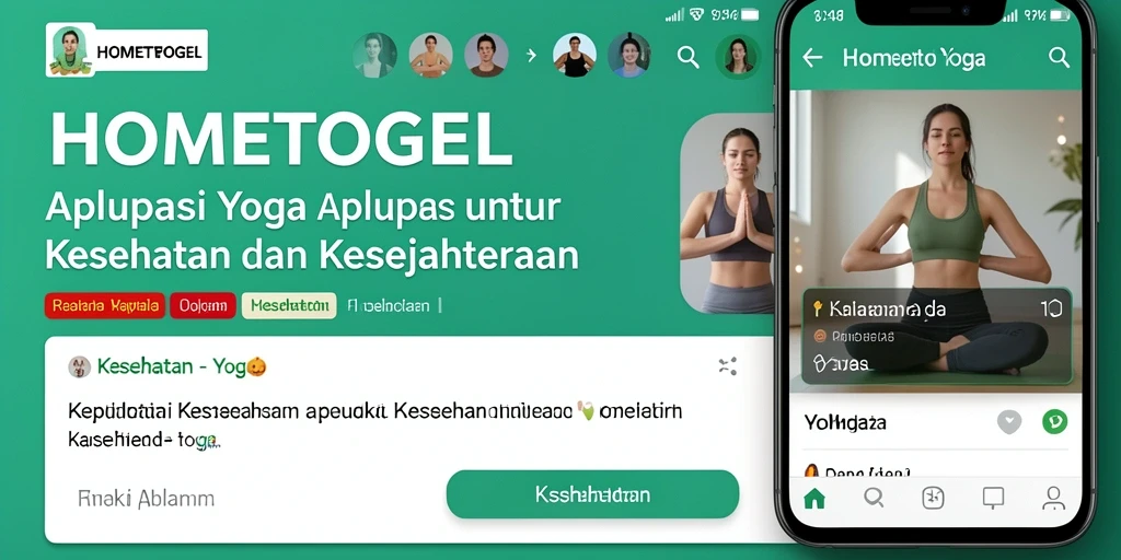 Antarmuka pengguna aplikasi HOMETOGEL menampilkan berbagai pose yoga yang mudah diikuti.