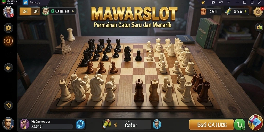 Antarmuka permainan Catur MAWARSLOT yang menarik dan mudah digunakan.