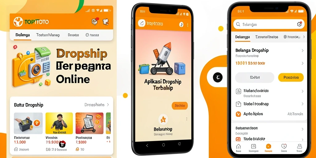 Tampilan antarmuka aplikasi TOP1TOTO untuk belanja Dropship yang menarik.